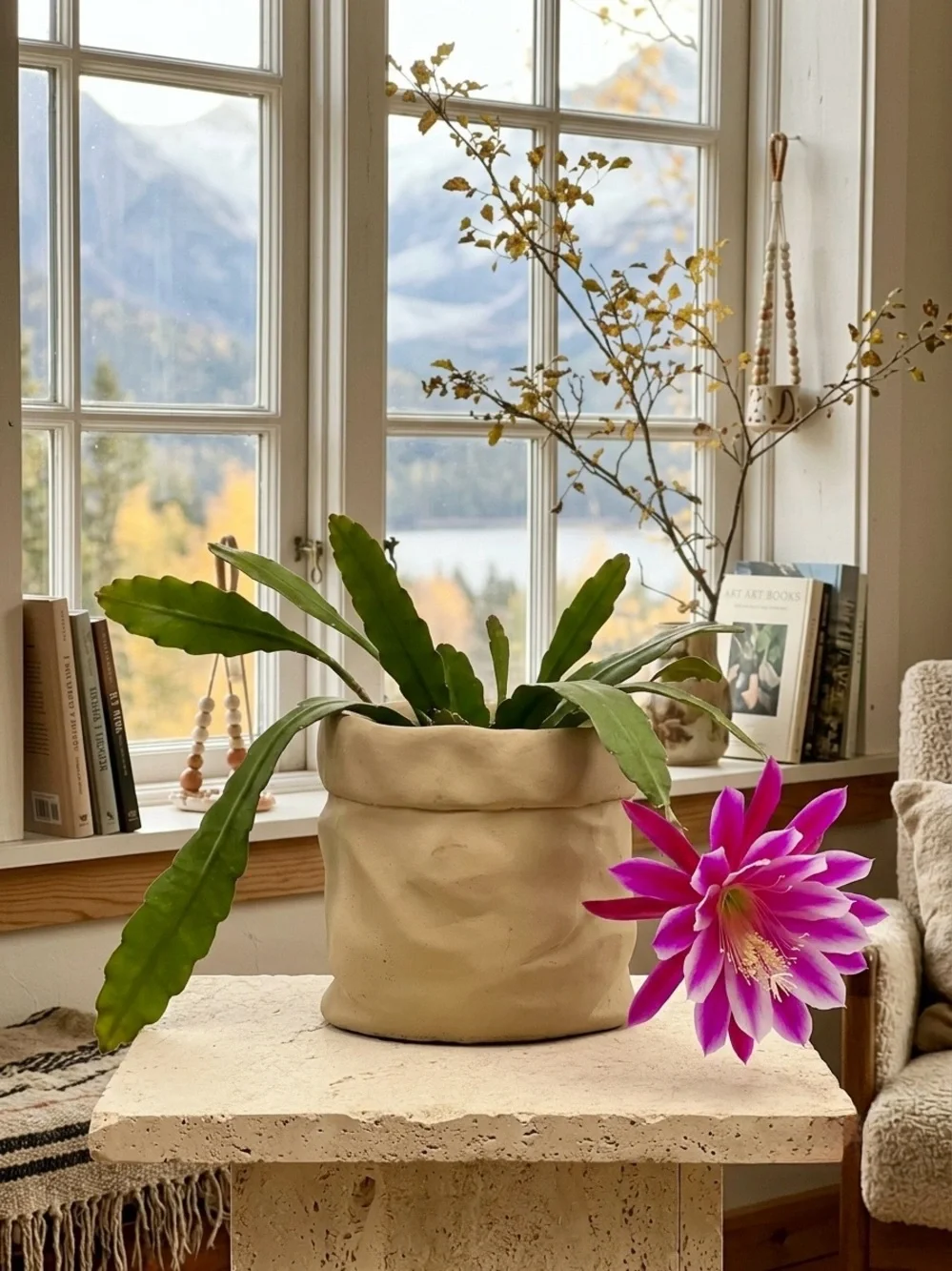 Concrete Paper Bag Planter, Unique Origami Pot, Small Indoor planter